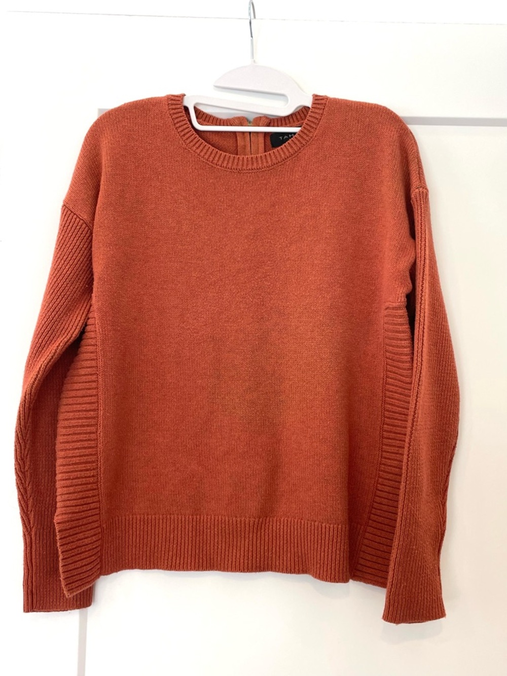 Tahari Crewneck Knit Sweater Small Orange, Cotton Blend